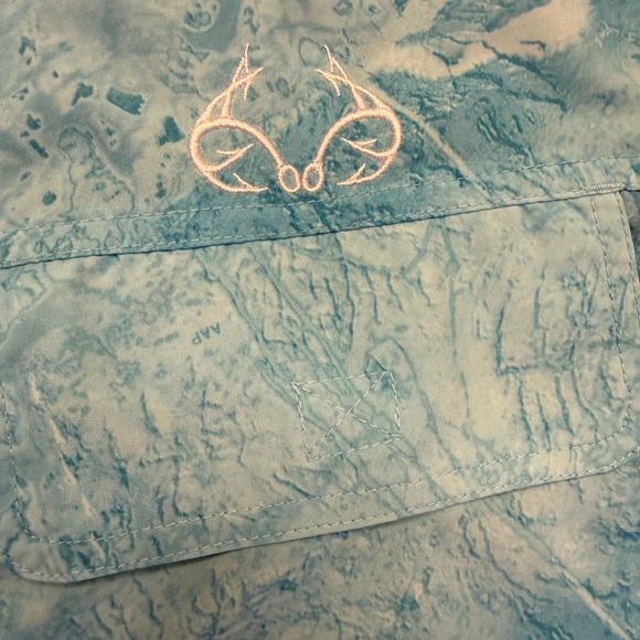 Realtree Fishing Ocean + Coast Blue Camo Performance Fishing Shirt Mens L - Picture 5 of 12